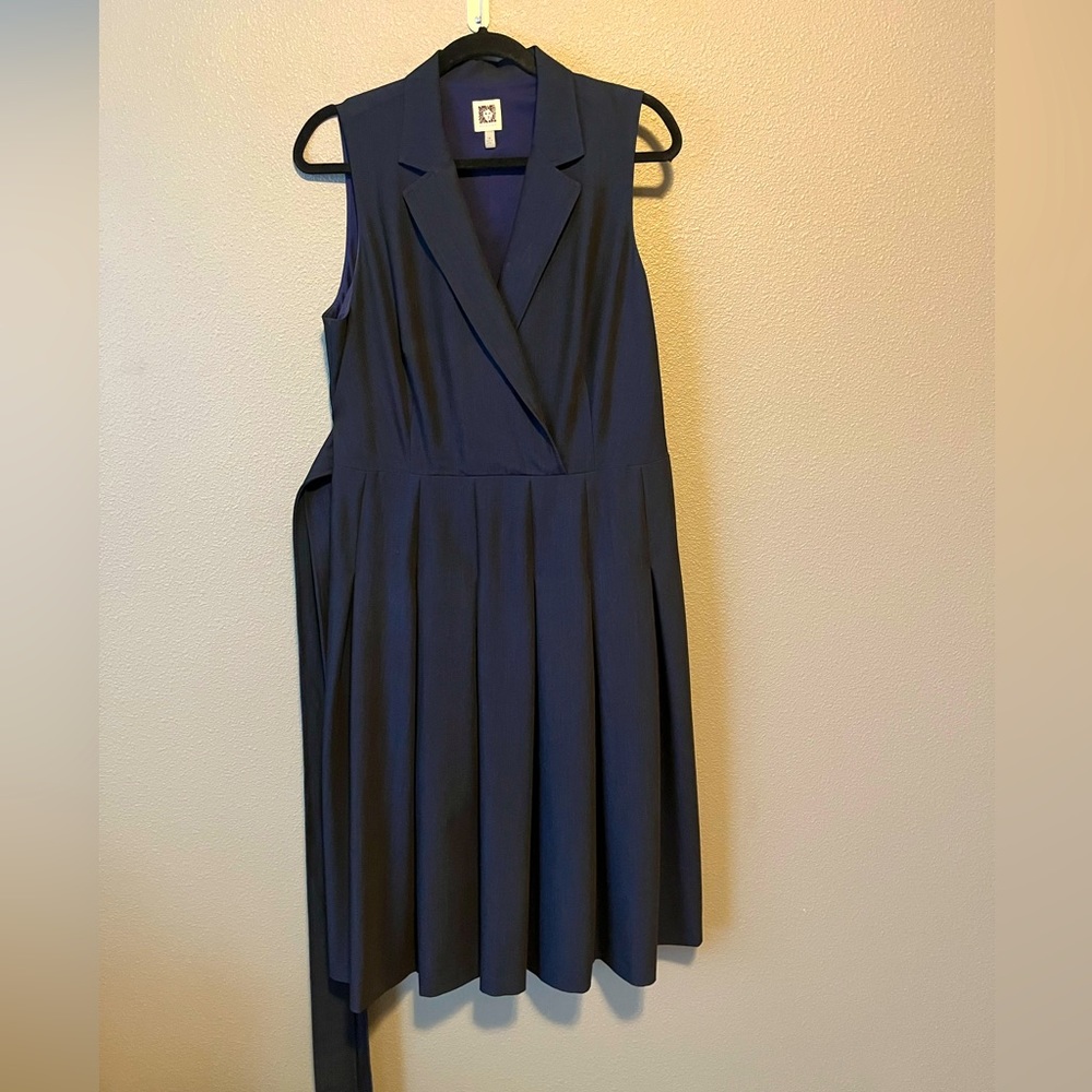 Ann Klein navy sleeveless dress 14
